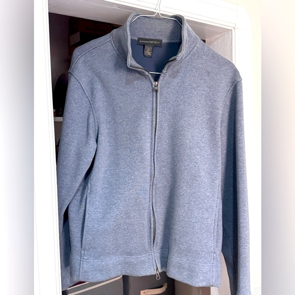 🧥Stunning Style Banana Republic Light Blue Grey Men’s Zip-Up Jacket - Size Large - Picture 1 of 15
